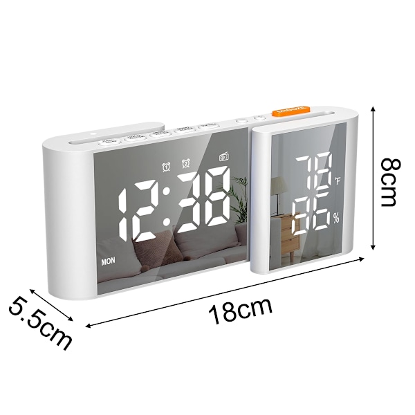 Väckarklockradio, digital väckarklocka för sovrum med USB-port, stor LED-display med ljusstyrka, FM-radio vid sängen med insomningstimer Style 2