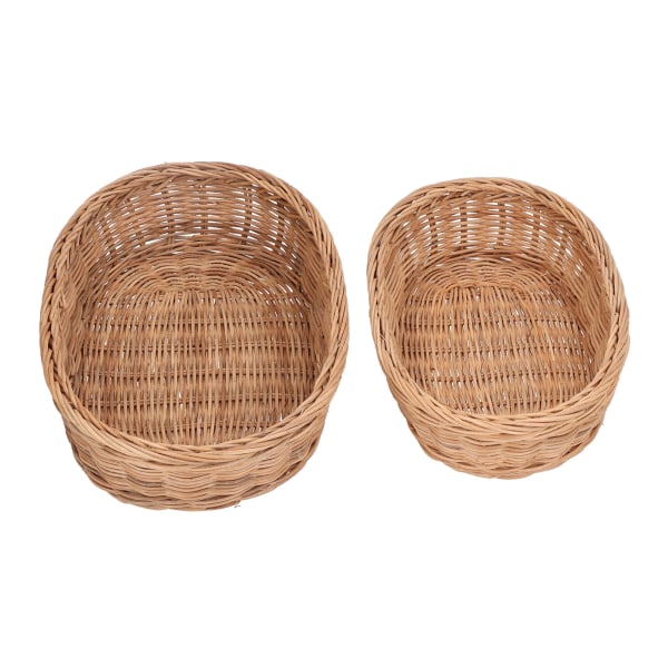 2 st Fruktkorg Rattan Flätad Matbricka Oval Serveringsskål Hol