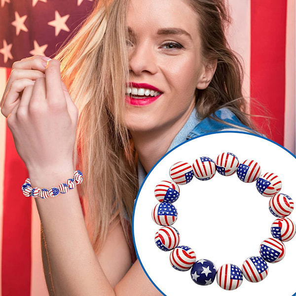 USA Amerikansk flagga armband oberoende dag pärlar armband patriotiska 4 juli oberoende dag gåva röd blå vit armband