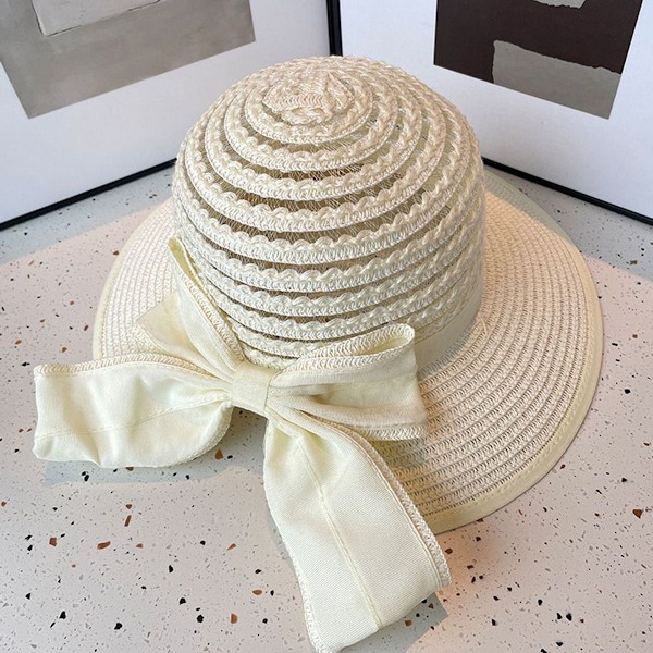 58-60cm hatt omkrets, stråhatt, dam sommar rosett, ihålig mesh solskydd KLB