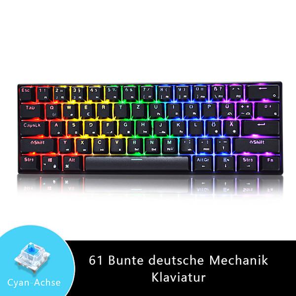 Mekaniskt tangentbord för gamers, ultrakompakt minitangentbord, responsiva blå brytare, regnbågsfärgad LED-bakgrundsbelysning, ergonomisk design, stark kompatibilitet