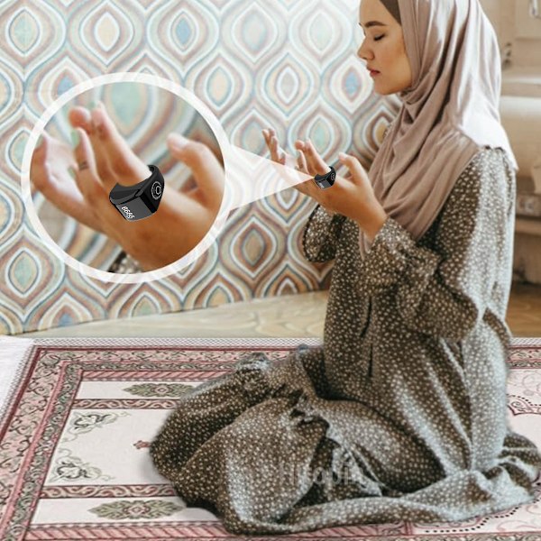 Smart Ring, Digital Azan Väckarklocka, Digital Tasbih Fingerräknare med OLED-skärm, Vattentät, APP-stöd Räknare Smart Ring 20mm