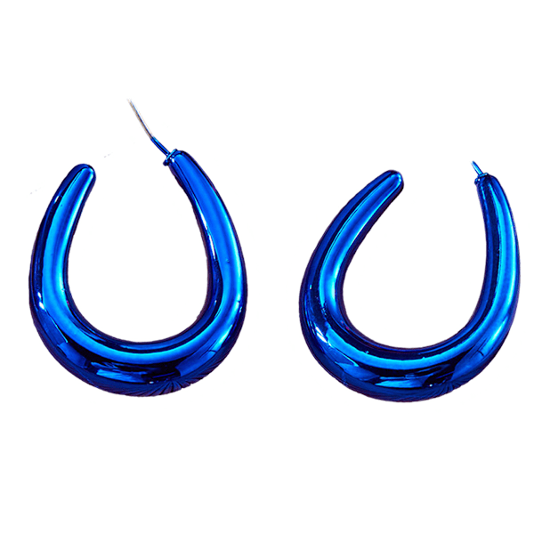 Statementörhängen i harts, färgglada kupolformade creoler för kvinnor, färgglad geometri Blue