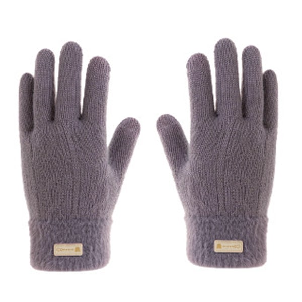 Dam Höst Vinter Handskar Damcykling Rader Varma Finger Enfärgad Pekskärm Fleece Förtjockad Stickad purple