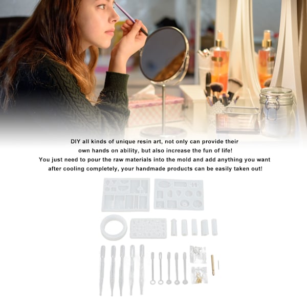 DIY Smyckestillverkningsformar Återanvändbara Mjuka Hållbara Slätare DIY Resinformar Kit för Hängsmycketillverkning