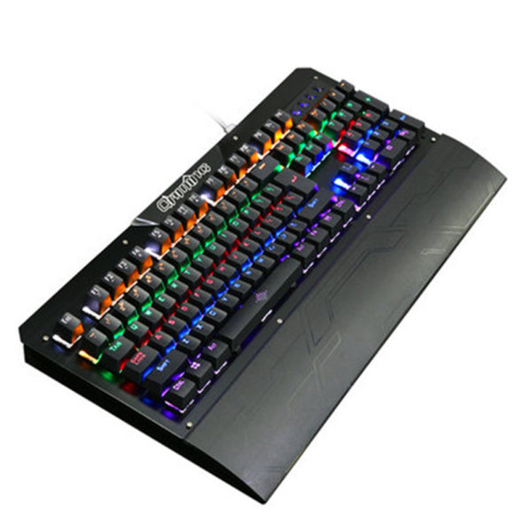 Mekaniskt tangentbord Gaming 104 nycklar blå switchar Kabelanslutna USB tangentbord med avtagbart handledsstöd, speltangentbord