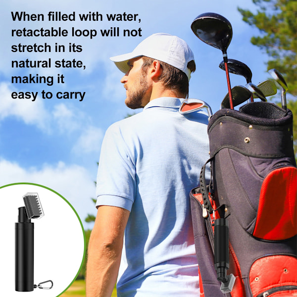 Golfklubbsborste med Rengöringsmedel, Golfvattenborste med Sprayflaska Rymmer 148 ml Vatten, Golfklubbsrengöringskit - med Skydd & Infällbar Klämma black