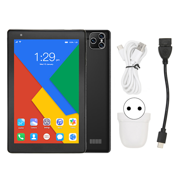 8 tums barnplatta 2G RAM 32G ROM 5G WIFI Dual Band Samtalsplatta PC för Android 10 EU-kontakt 100‑240V Svart EU-kontakt