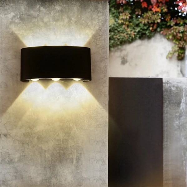 Vägglampa i aluminiumlegering, modern vattentät utomhuslampa med förseglad design för kök och matsalar (Svart)