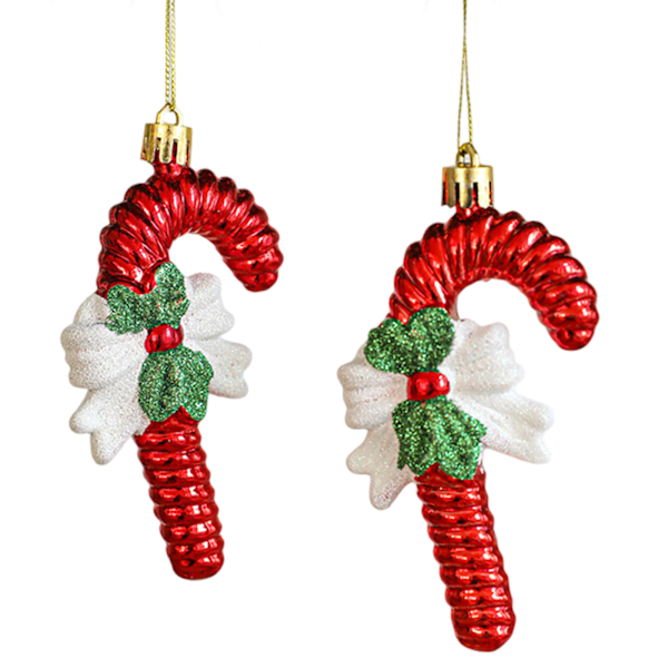 Julgransprydnader, Set med 2 Julhattar och Polkagrisar Juldekorationer Små Hängen Style 2