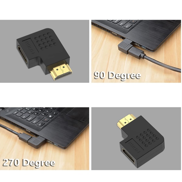 4K HDMI-adapter, 90 graders vinkelkoppling, hane till hona, 60 Hz