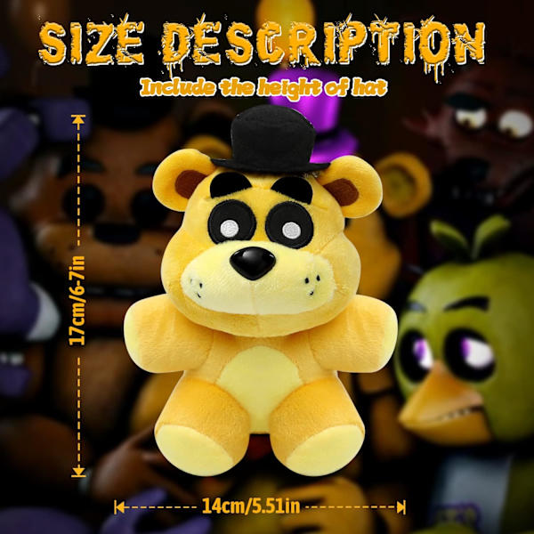 Golden Freddy Plysch 6.5\", Five Nights Bonnie Foxy Chica Springtrap Glamrock Freddy Plyschdjur på Freddy's ,FNAF Golden Bear Djur Plyschdjur