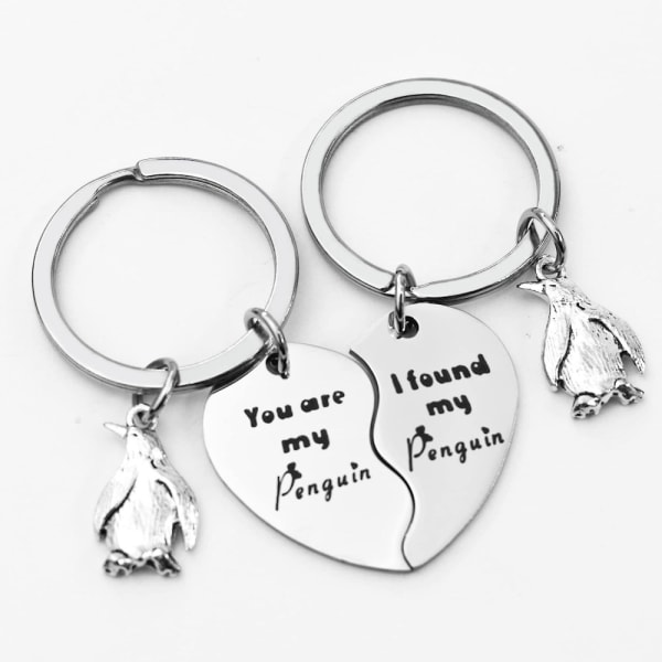 Pingvin nyckelringar set med 2 gåvor för par pojkvän flickvän söta matchande nyckelringar