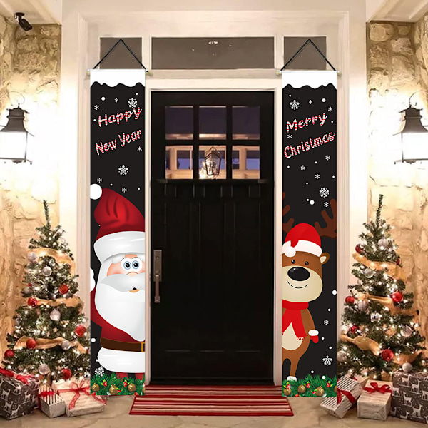 Julbanderoller Veranda Utomhus Julskylt Hängande Dekorationer för Jul Hem Utomhus Inomhus Gård Högtidstema Festtillbehör Dörr Garage Style 2