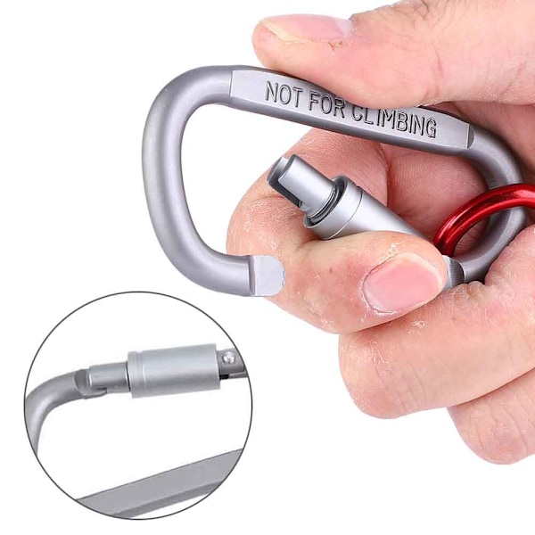 Vridbar D-formad Spänne Aluminiumlås Magnetisk Anti-förlorad Snodd Set Röd