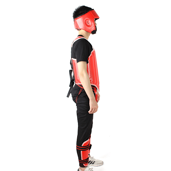 4 st/set Universal Utomhus Boxning Kamp Skyddsutrustning Huvud Kropp Ljumsk Leg Guard (Röd M)