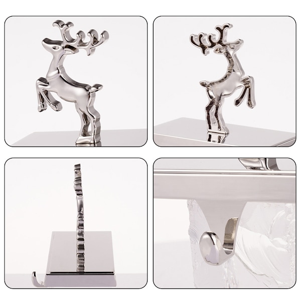 Julstrumpahållare i Metall Silver Julgran Strumpa Hängare Hylla Ornament Krok Halkfri Jul Gårdshus Öppen Spis Strumpahållare Style 2
