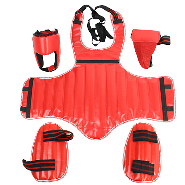 4 st/set Universal Utomhus Boxning Kamp Skyddsutrustning Huvud Kropp Ljumsk Leg Guard (Röd M)