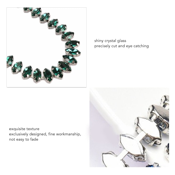Strass Klo Kedja 1 Yard Lång Glittrande Elegant Mångsidig Strassremsa för Smycken Kläder DIY Grön