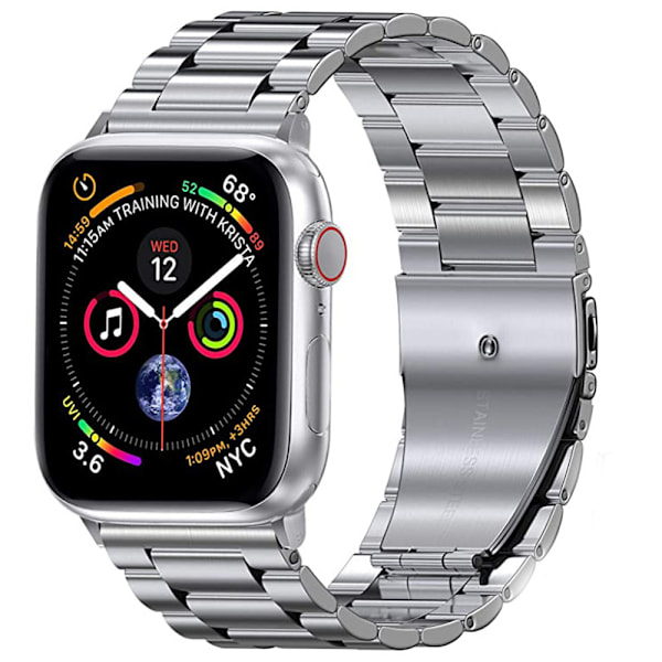 Modern Linjer Metall iWatch Armband, Solid Integrerad Anslutning Kompatibel med Apple Watch Series, Lyxig Design Justerbart Armband i Rostfritt Stål