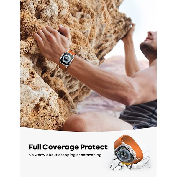Apple Watch Ultra 49 mm skärmskydd, [Titanram] 2-pack 9h härdat glasfilm med verktygssats för enkel inriktning, fullständigt täckande skydd
