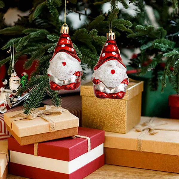 Julgransprydnader, Set med 2 Julhattar och Polkagrisar Juldekorationer Små Hängen Style 2
