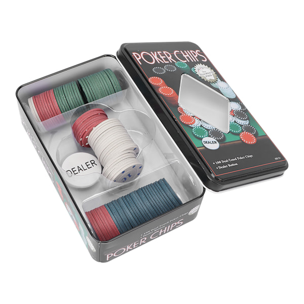 100 st Interaktiva Pokerchips Kortset med Portabel Järnlåda för Familjefest