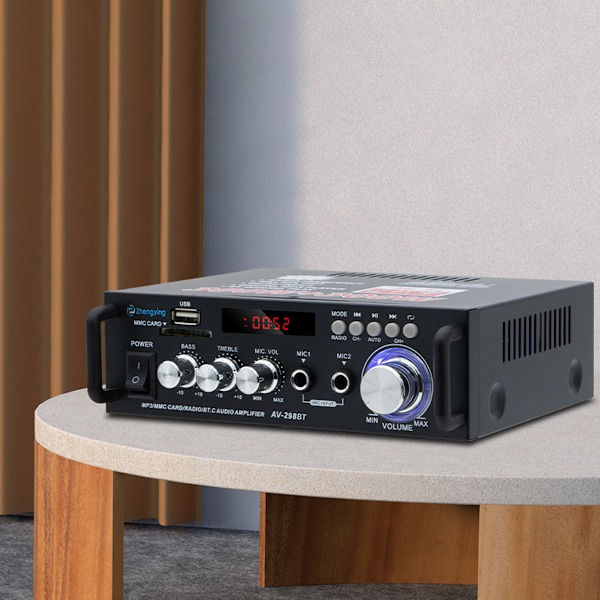 Kompakt HiFi Stereo Förstärkare, Bas & Diskantkontroll för Personligt Ljud & FM-funktion för Varierande Lyssning