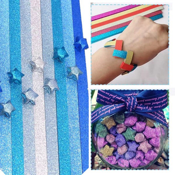 Origami Stars Papers-paket gör-det-själv-papper, 360/520 ark, flerfärgad glitterorigami för barn Konst- och hantverksprojekt