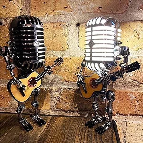 Mikrofonrobot Gitarrlampa, Retro Cool Söt Rolig Steampunk zdq
