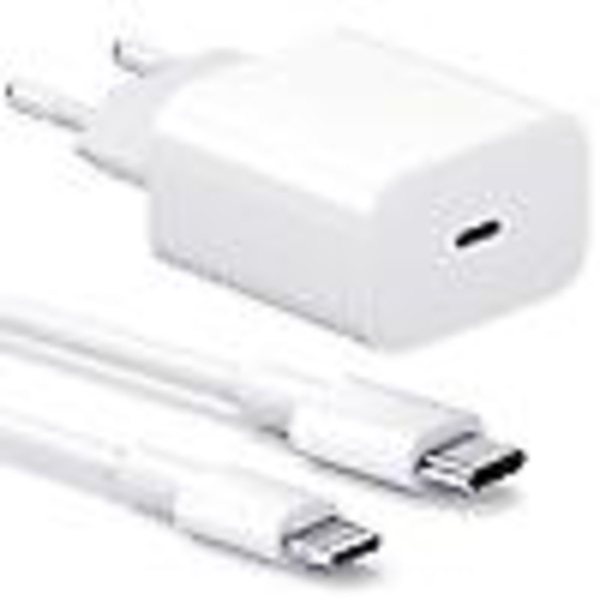 iphone snabbladdare USB-C strömadapter 20W + 2m Kabel Vit