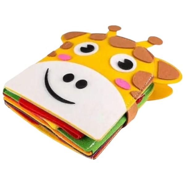 Jucarie educativa cu activitati sensoriale Montessori, carte tip Girafa, din fetru, 1-4 ani, 18x20 cm, Multicolor