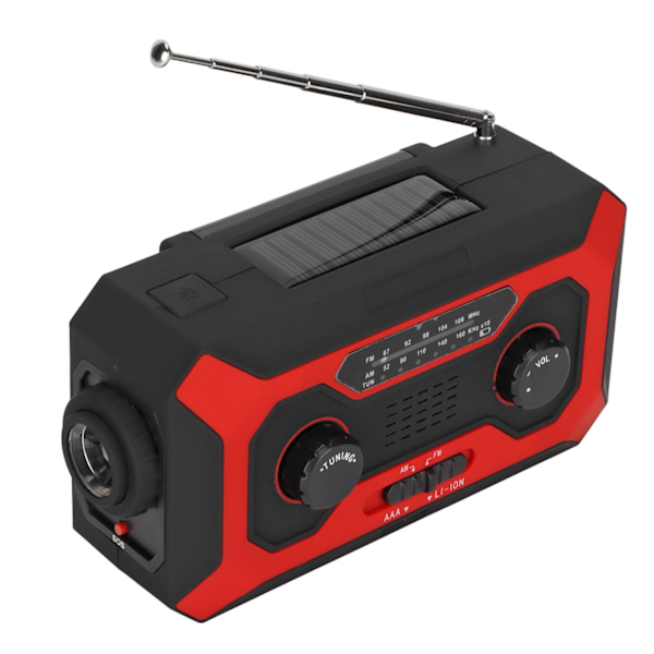 Handvevad ficklampsradio vattentät 5 laddningsmetoder bärbar multifunktionell nödradio med LED-ficklampa EU-typ
