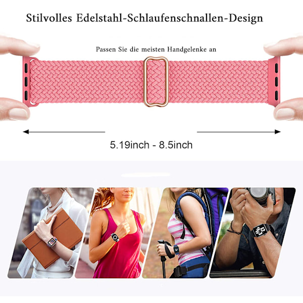 Justerbart Flätat Solo Loop, Mjukt Elastiskt Nylon Stretch Armband Kompatibelt Med Apple Watch 38/40/41mm Serie 7, Unik Elastisk Design För