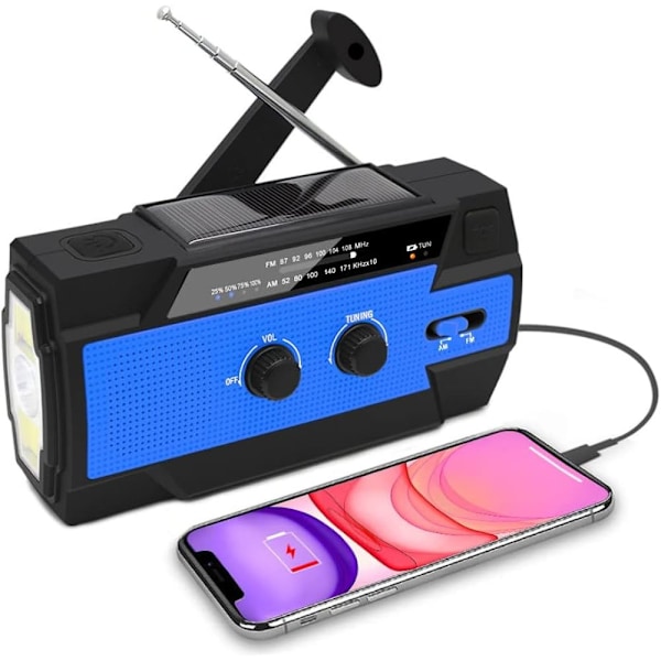 Bärbar Solcellsdriven Vevradio, En Mångsidig Följeslagare För Dina Utomhusäventyr, Med En 4000Mmah Powerbank Och Multifunktionella Överlevnadsverktyg