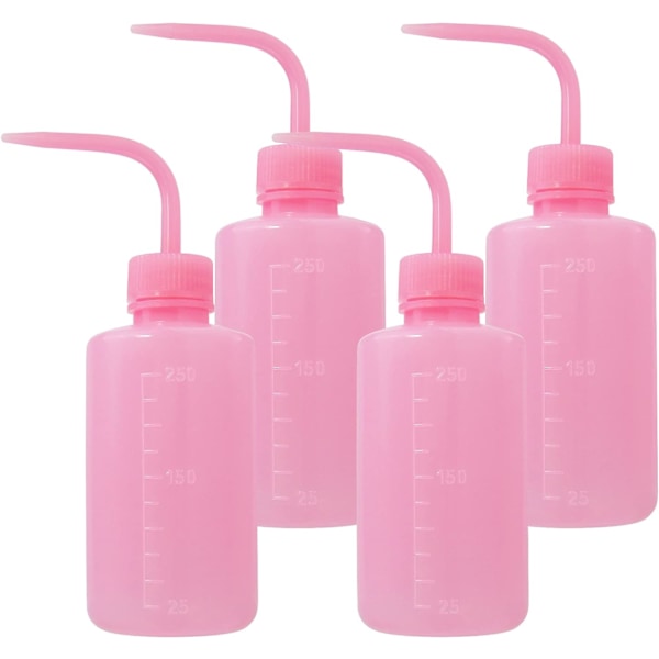 4-pack 250 ml tvättflaska i plast, tatueringstvättflaska, vattenspruta, klämflaska, matdispenser, salladsflaska, syltflaska