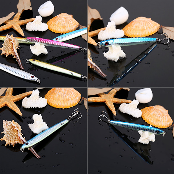 Hett 5-pack Jiggfiskedrag Metallbeten Järn Jigg Havsfiskeutrustning 40g