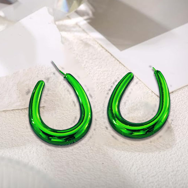Statementörhängen i harts, färgglada kupolformade creoler för kvinnor, färgglad geometri green