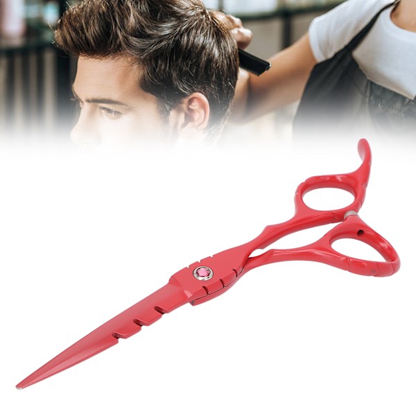 15 cm Rostfria Saxar Skägg Frisörsax Trimsax Klippare för Hemmasalong Barberare Röd