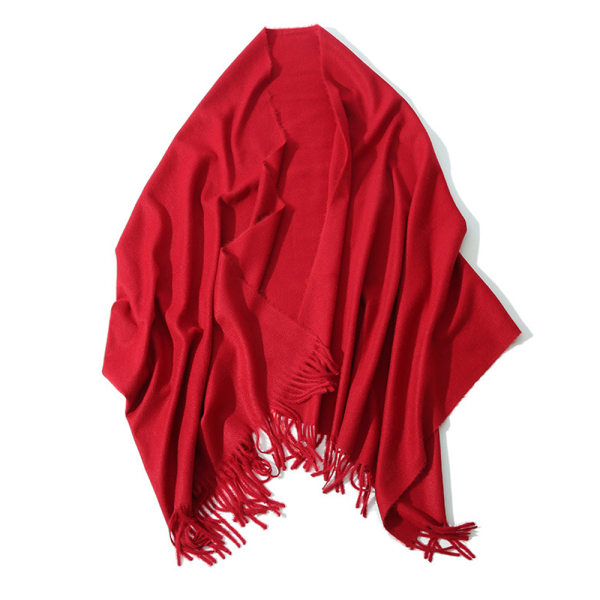 Stor mjuk kashmir silkeslen Pashmina halsduk för kvinnor-stor röd