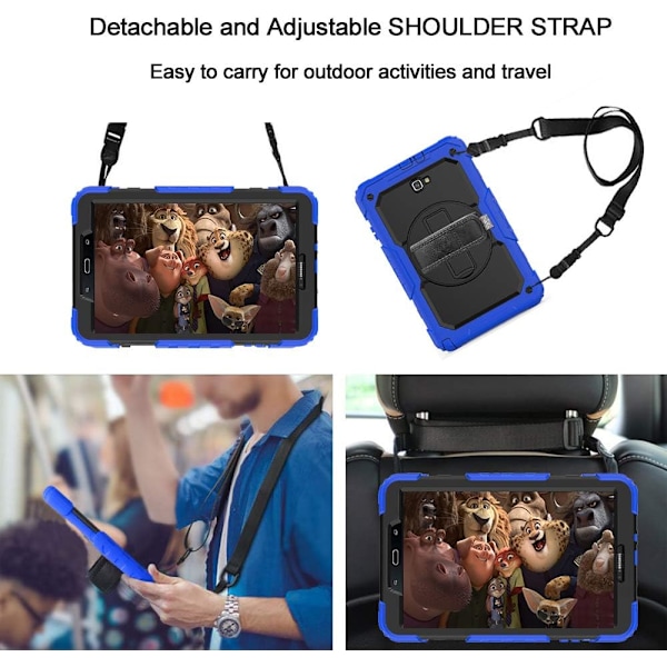 Samsung Galaxy Tab A 10.1 Case 2016 SM-T580/T585 med skärmskydd för barn Stötsäkert robust cover Pennhållare Blå