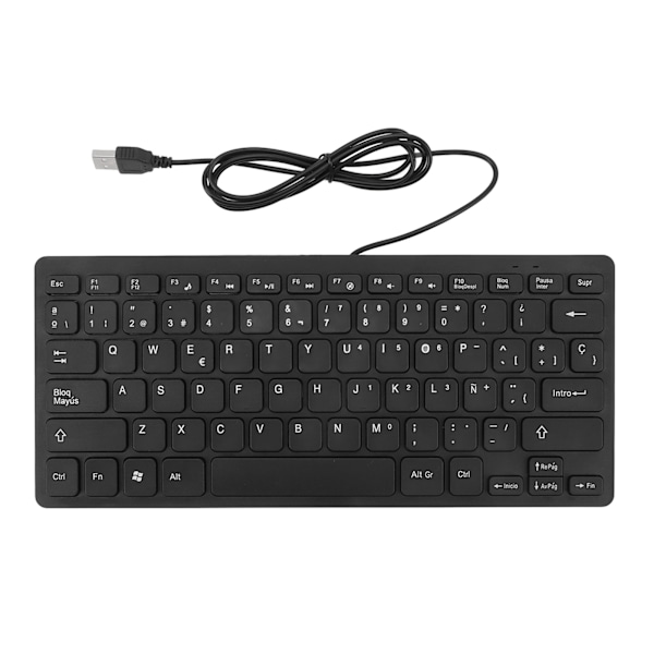 78 Tangenter Språk Ultratunt Tangentbord Plug and Play Stänksäkert USB-Kabelanslutet Kompakt Tangentbord för Engelska Tvåspråkiga Användare Spanska (QWERYU Layout)