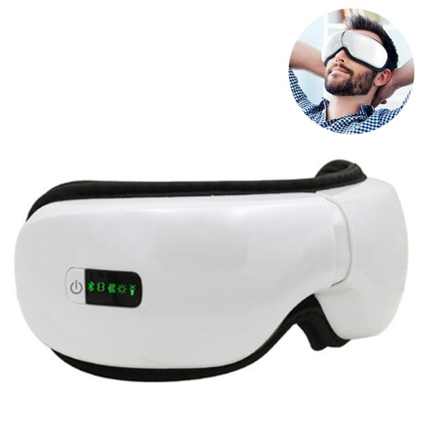 Ögonmassageapparat med värme, Bluetooth Music Uppladdningsbar ögonmassageapparat med 5 lägen, slappna av och minska ögonbelastningen Mörka ringar Ögonpåsar Torra ögon Förbättra