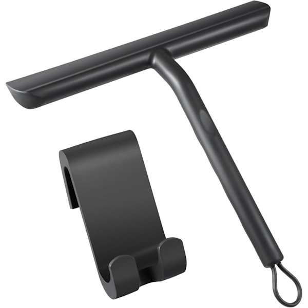 Effektiv rengöringsskrapa för hemfönster, stilren designverktyg med halkfritt handtag för duschväggar, badrumskakel, Noir (Svart), 21cm