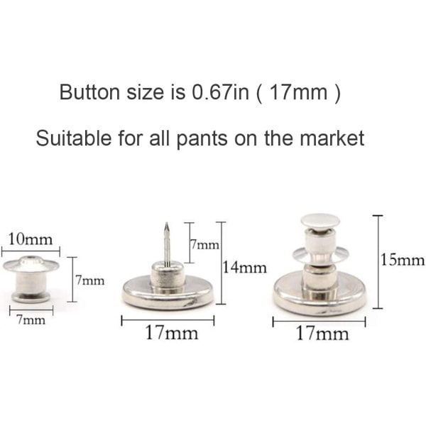 17 mm ersättnings jeansknappfäste med