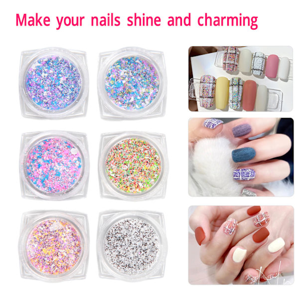 Holografiskt Nagelglitter, Hälsosamt Iridescent Pulver För Elegant Utsökt Design, Lämpligt För UV Gel Akryl Riktiga Naglar, Perfekt Gåva Till Din