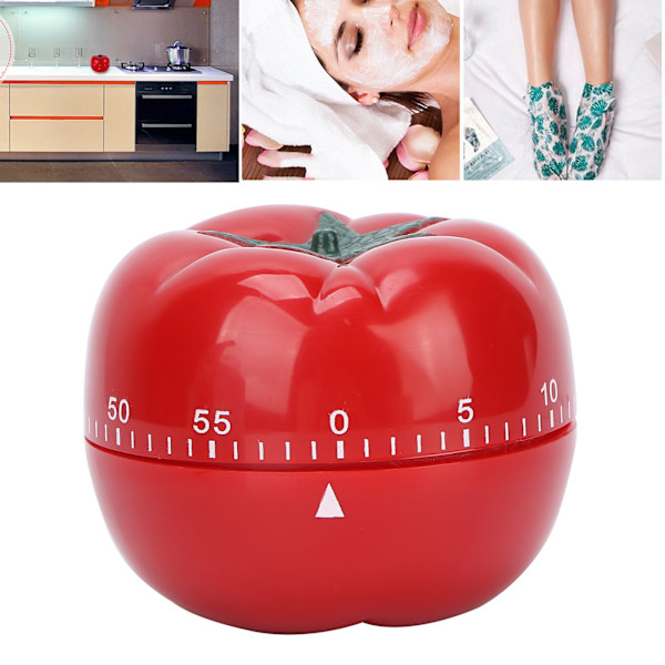 Charmig tomatformad mekanisk timer, 60 minuters nedräkningspåminnelse för kök, skolor, skönhetssalonger och gym, lätt att använda, högt ringsignalslarm