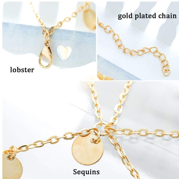 Guld paljetter Head Chain smycken