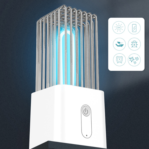 Bärbar bakteriedödande lampa med UV-ljus och rörelsesensor för hem, bil och kontor