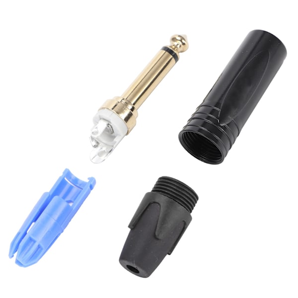 10 st 6,35 mm Guldpläterad Hane Kontakt Ljud Mikrofon Mic Adapter Anslutning (Svart)